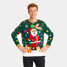 LED light-up Family Ugly Christmas Sweater Santa Claus in a mess Mens
