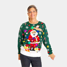 LED light-up Family Ugly Christmas Sweater Santa Claus in a mess Womens