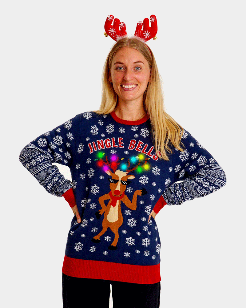 LED light-up Ugly Christmas Sweater Jingle Bells Womens