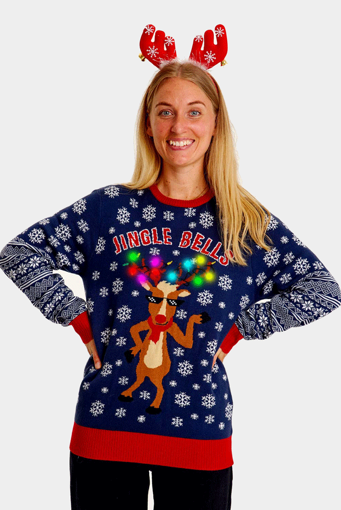 LED light-up Ugly Christmas Sweater Jingle Bells Womens