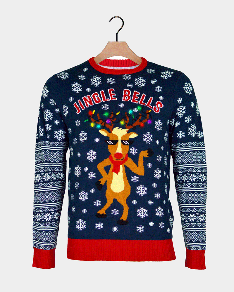 LED light-up Ugly Christmas Sweater Jingle Bells