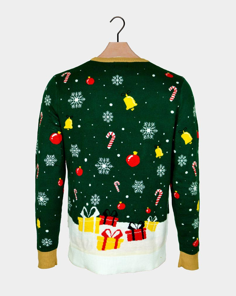 LED light-up Ugly Christmas Sweater Santa Claus in a mess Back