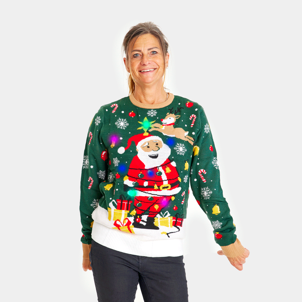 JOYIN Christmas Sweaters Santa Ugly Sweater with Light Bulbs XL
