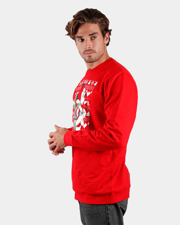 Mens Ugly Christmas Sweatshirt Mickey Back