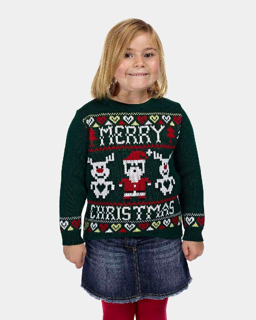 Girls Merry Family Ugly Christmas Sweater