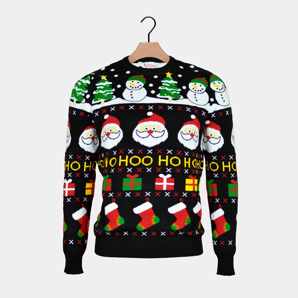 Organic Cotton Boys and Girls Ugly Christmas Sweater with Santa, Gifts and Snowmens
