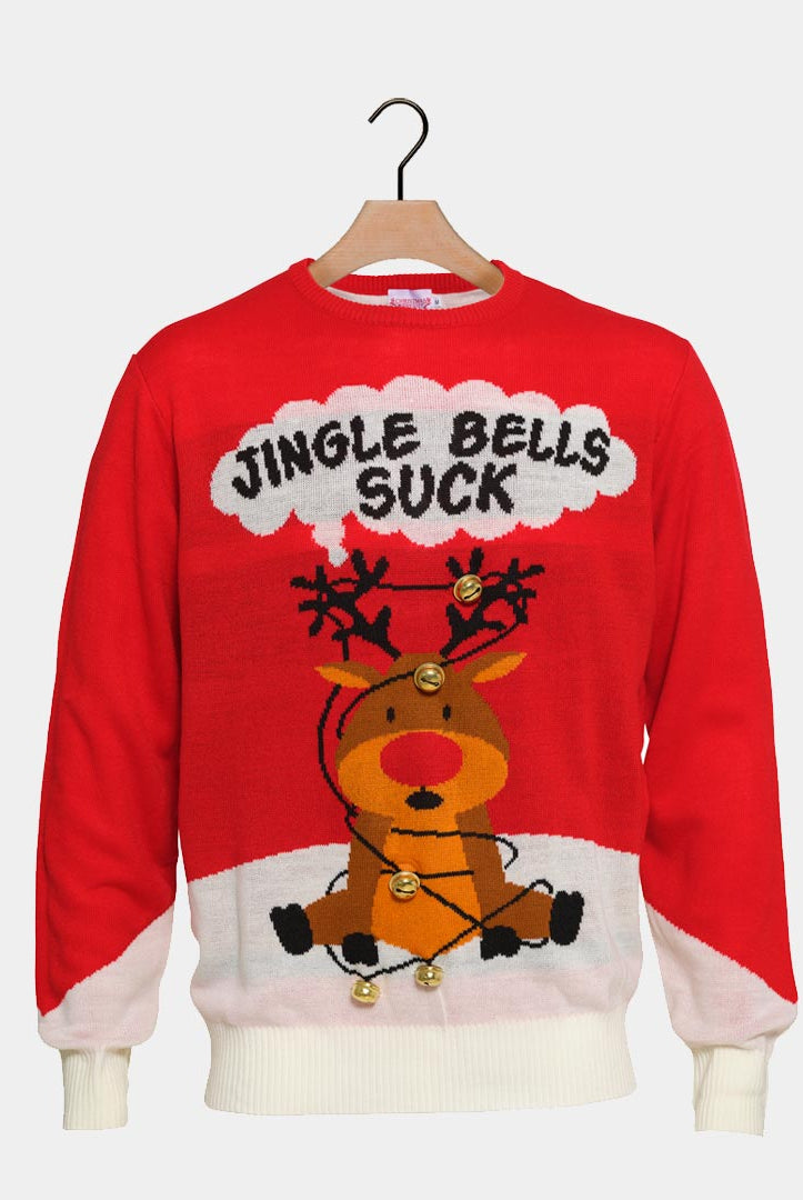 Red 3D Jingle Bells Suck Ugly Christmas Sweater