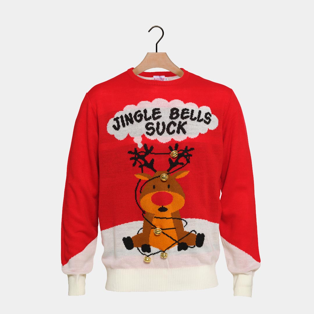 Red 3D Jingle Bells Suck Ugly Christmas Sweater