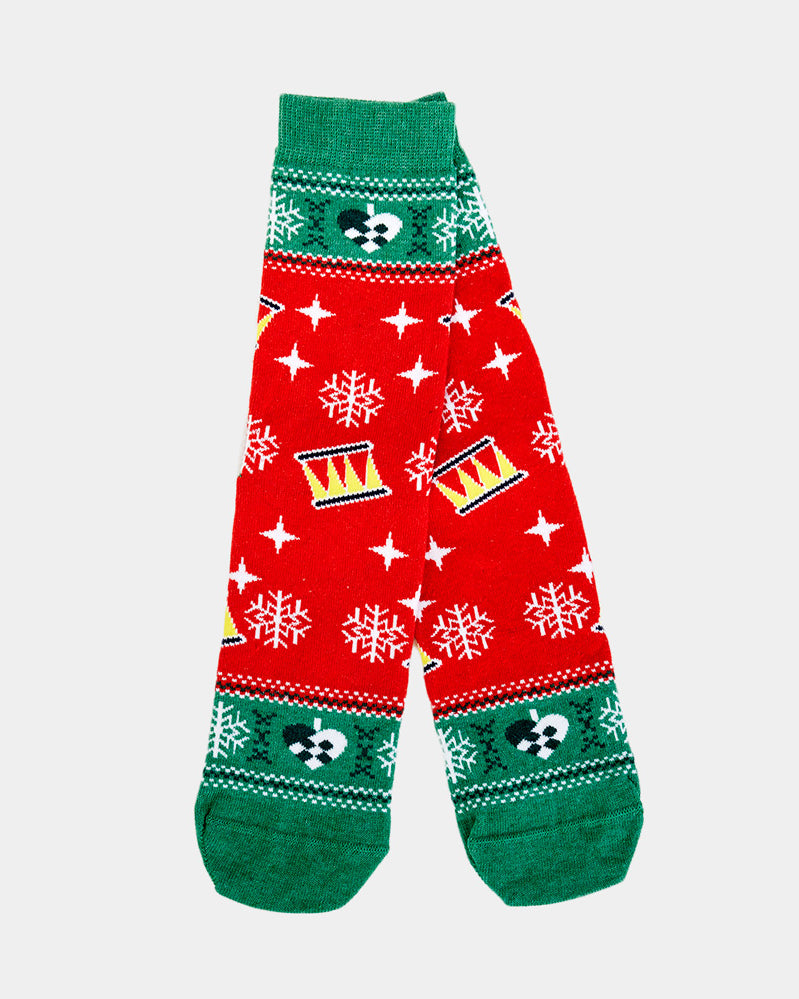 Red and Green Unisex Ugly Christmas Socks with Christmas Tree