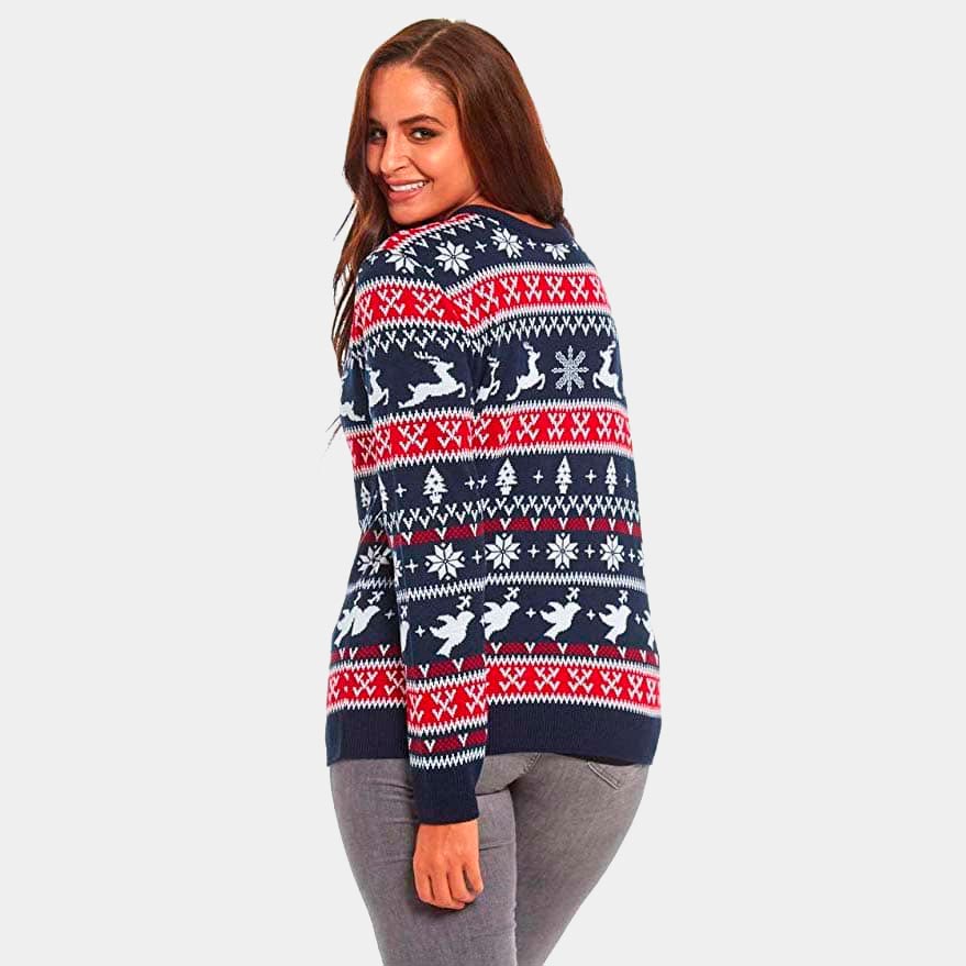 Red and Blue Strips Ugly Christmas Sweater 2021 Womens