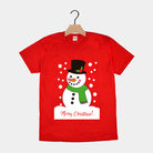 Red Mens and Womens Ugly Christmas T-Shirt with Snowman