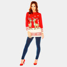 Womens Red Ugly Christmas Dress with Baby Reindeers