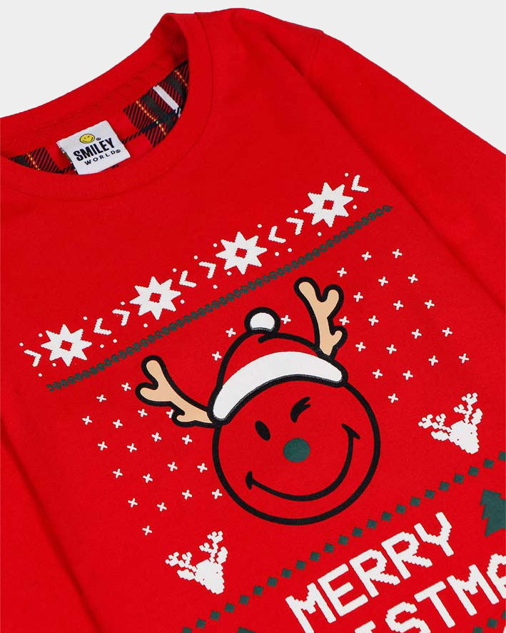 Red Womens Ugly Christmas Pyjama Smile Detail
