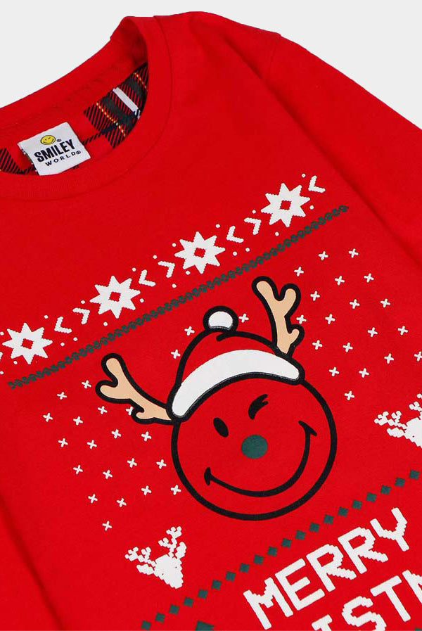 Red Womens Ugly Christmas Pyjama Smile Detail