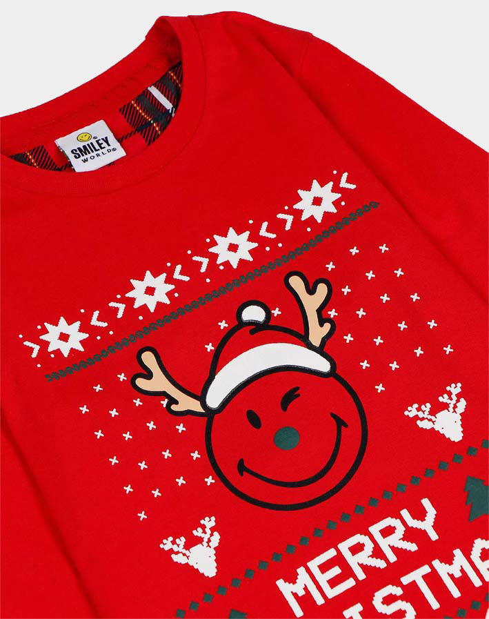 Red Womens Ugly Christmas Pyjama Smile Detail