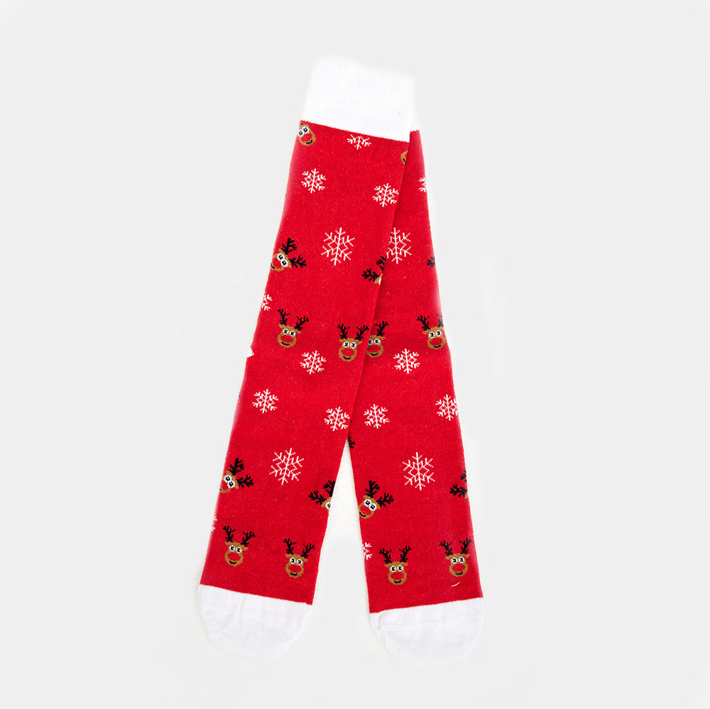Red Ugly Christmas Socks with Rudolph the Reindeer