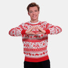 Mens Red and White Strips Ugly Christmas Sweater