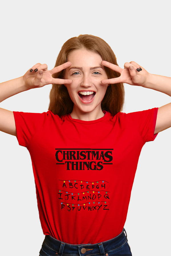 Red Womens Ugly Christmas Things T-Shirt