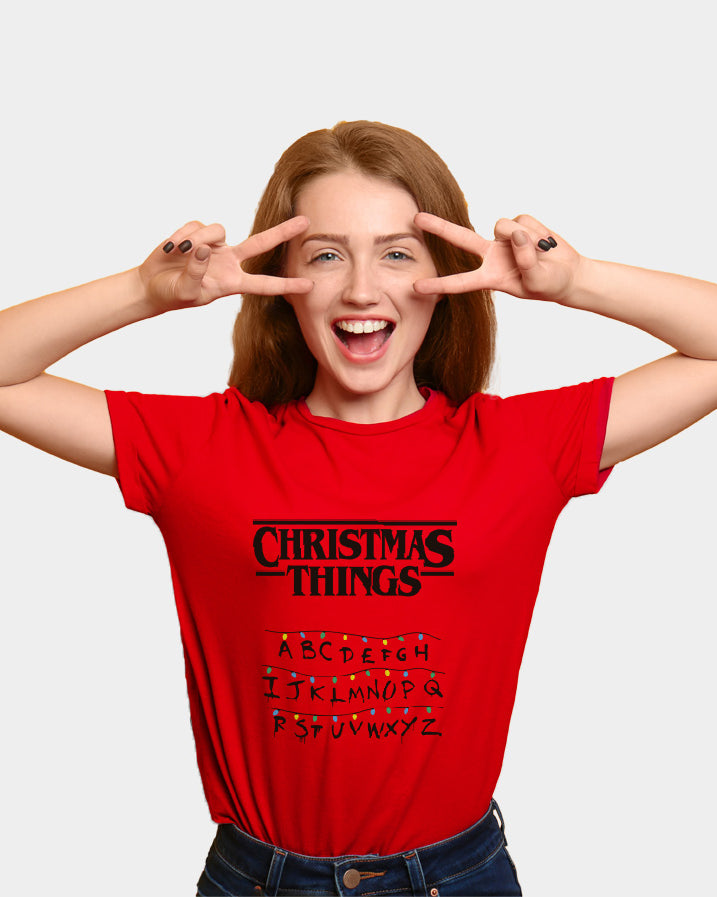 Red Womens Ugly Christmas Things T-Shirt