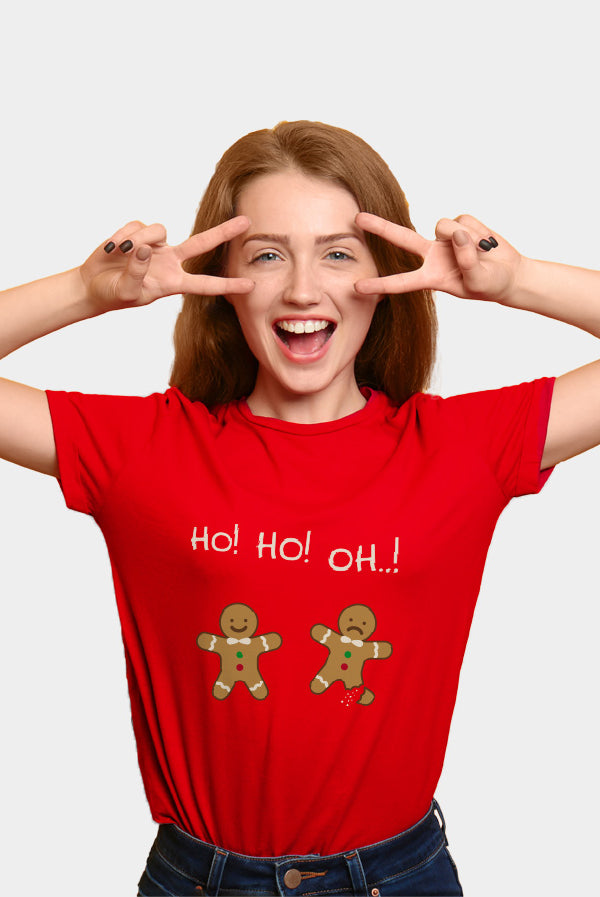 Red Mens Ugly Christmas T-Shirt with Gingerbreads