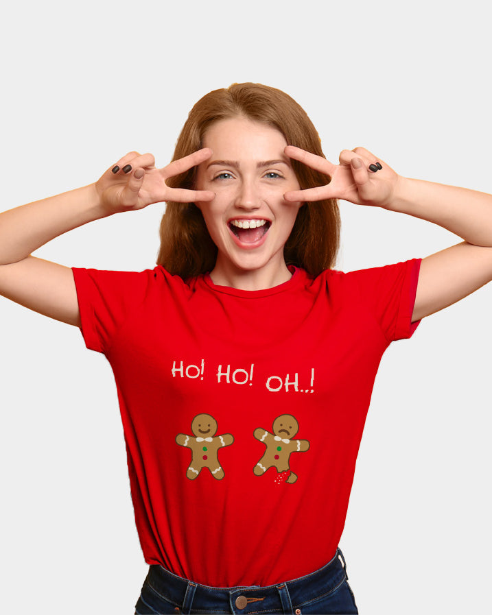 Red Mens Ugly Christmas T-Shirt with Gingerbreads