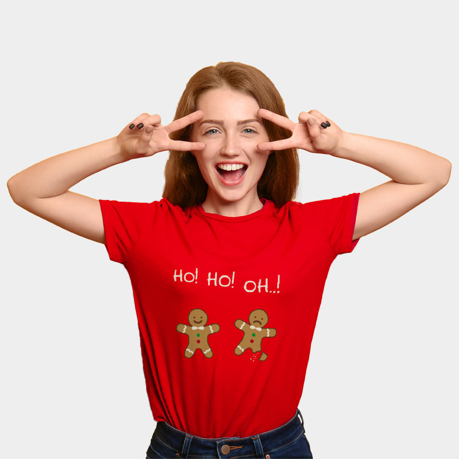 Red Mens Ugly Christmas T-Shirt with Gingerbreads