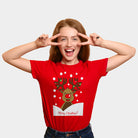 Red Mens Ugly Christmas T-Shirt with Rudolph Reindeer