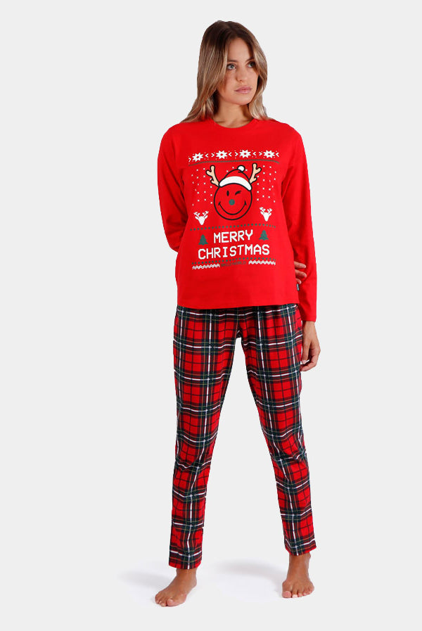 Red Womens Ugly Christmas Pyjama Smile