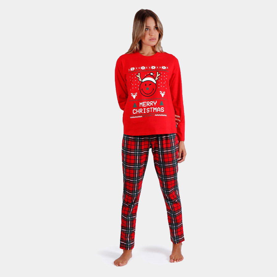 Red Womens Ugly Christmas Pyjama Smile