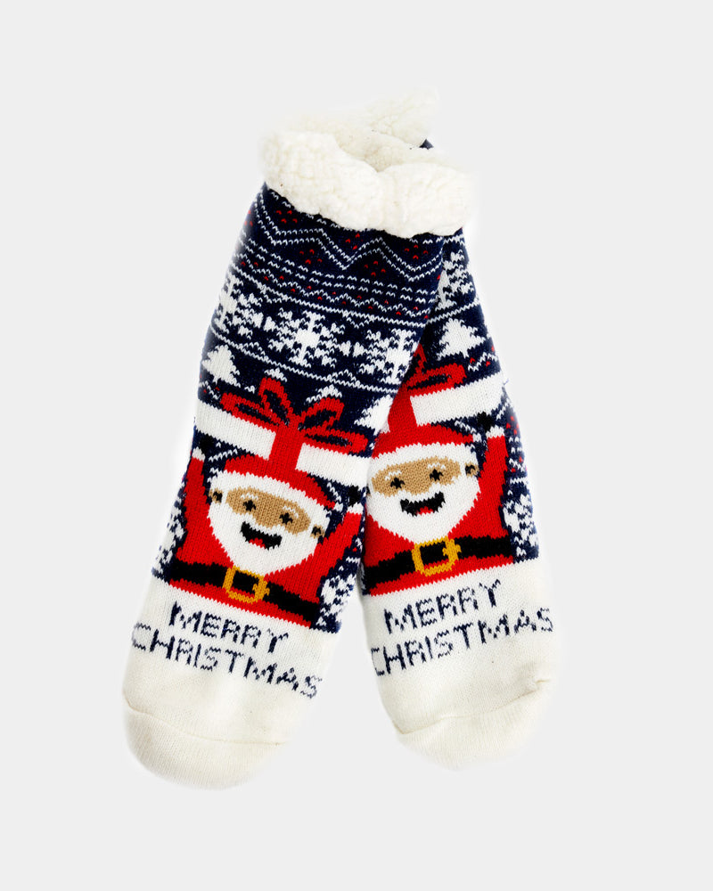 Rubber Sole Ugly Christmas Socks Santa with a Gift