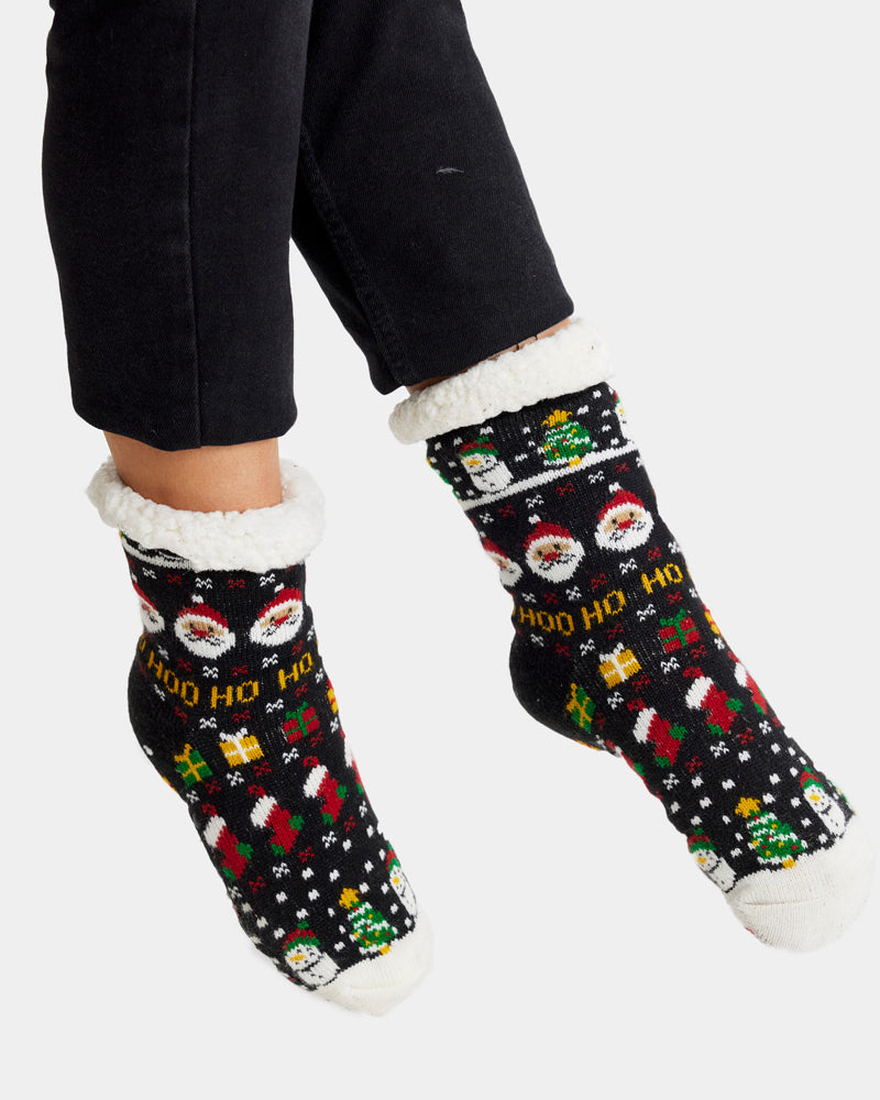 Rubber Sole Ugly Christmas Socks with Santa, Gifts and Snowmens women and men