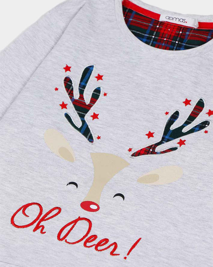 Girls Ugly Christmas Piyama Oh Deer Detail