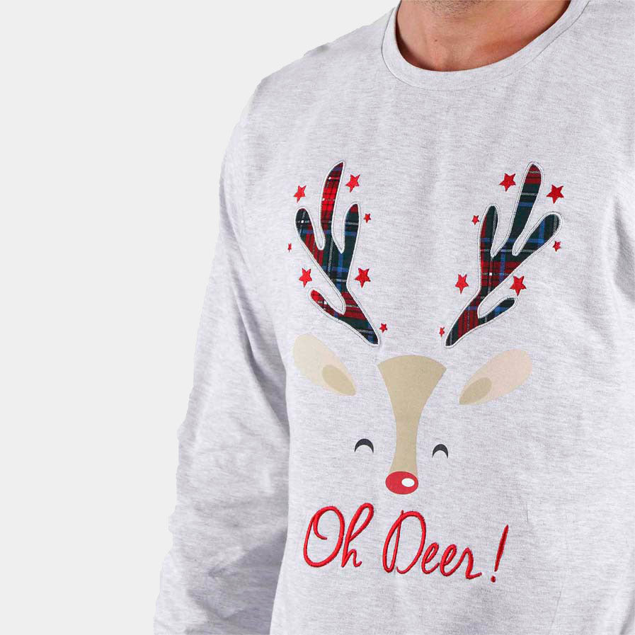 Mens Ugly Christmas Pyjama Oh Deer Detail