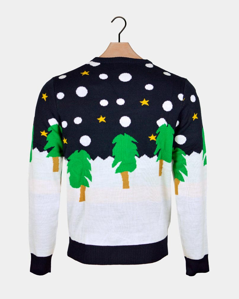 Mens Back Ugly Christmas Sweater with 3D Snowman