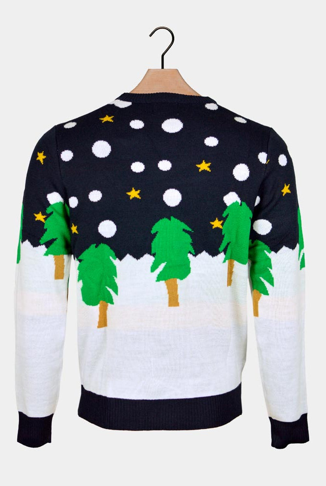 Mens Back Ugly Christmas Sweater with 3D Snowman