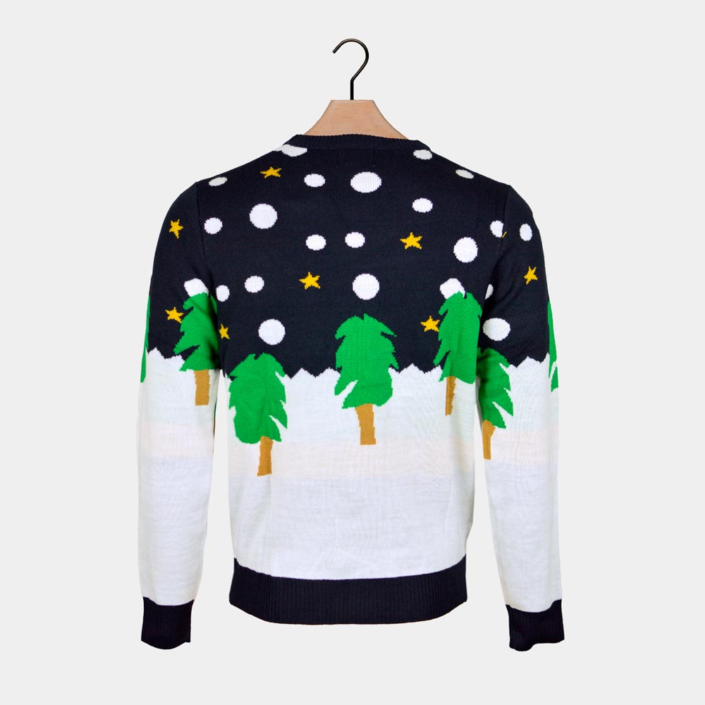 Mens Back Ugly Christmas Sweater with 3D Snowman