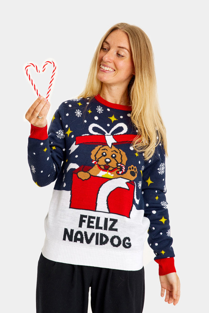 Ugly Christmas Sweater Feliz Navidog womens