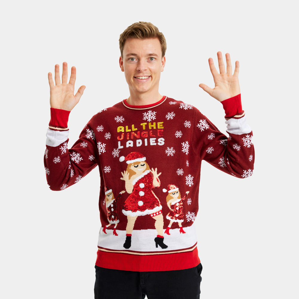 Mens Ugly Christmas Sweater Jingle Ladies with Sequins