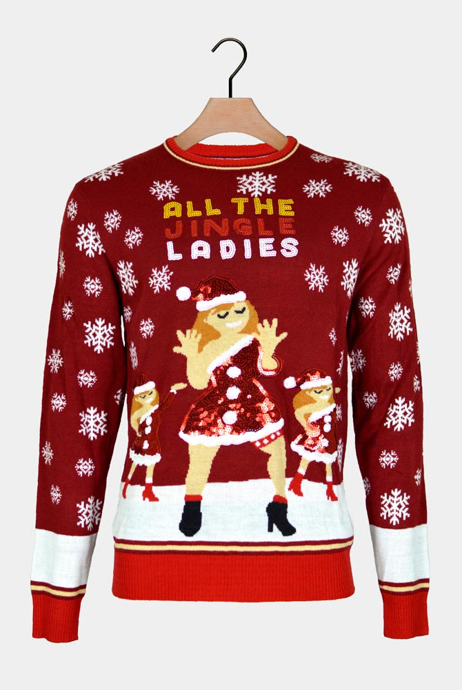 Ugly Christmas Sweater Jingle Ladies with Sequins