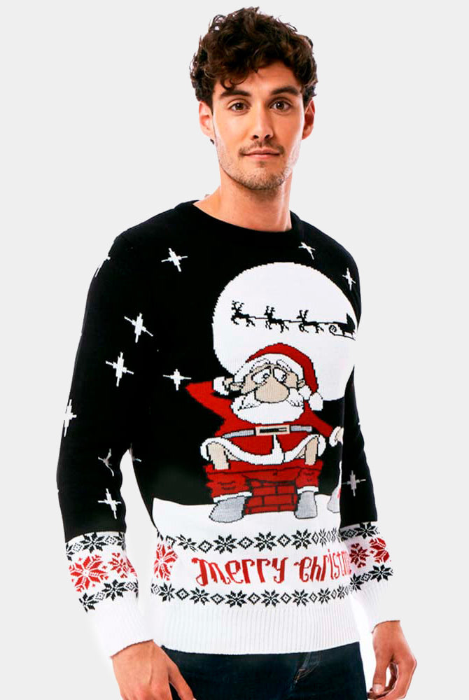 Mens Ugly Christmas Sweater with Santa Downloading