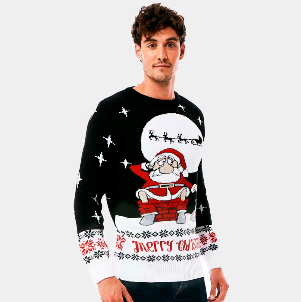 Mens Ugly Christmas Sweater with Santa Downloading