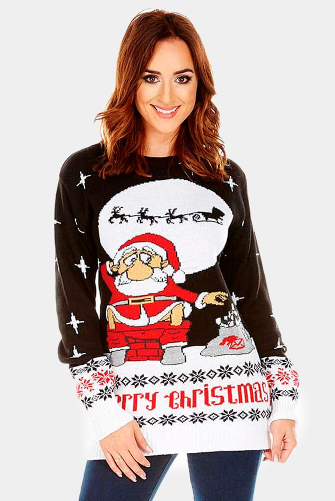 Womens Ugly Christmas Sweater with Santa Downloading