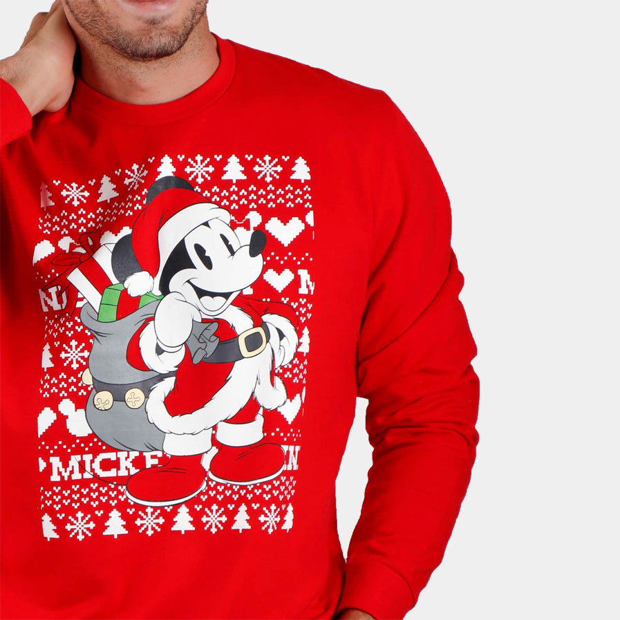 Mens Ugly Christmas Sweatshirt Mickey Detail