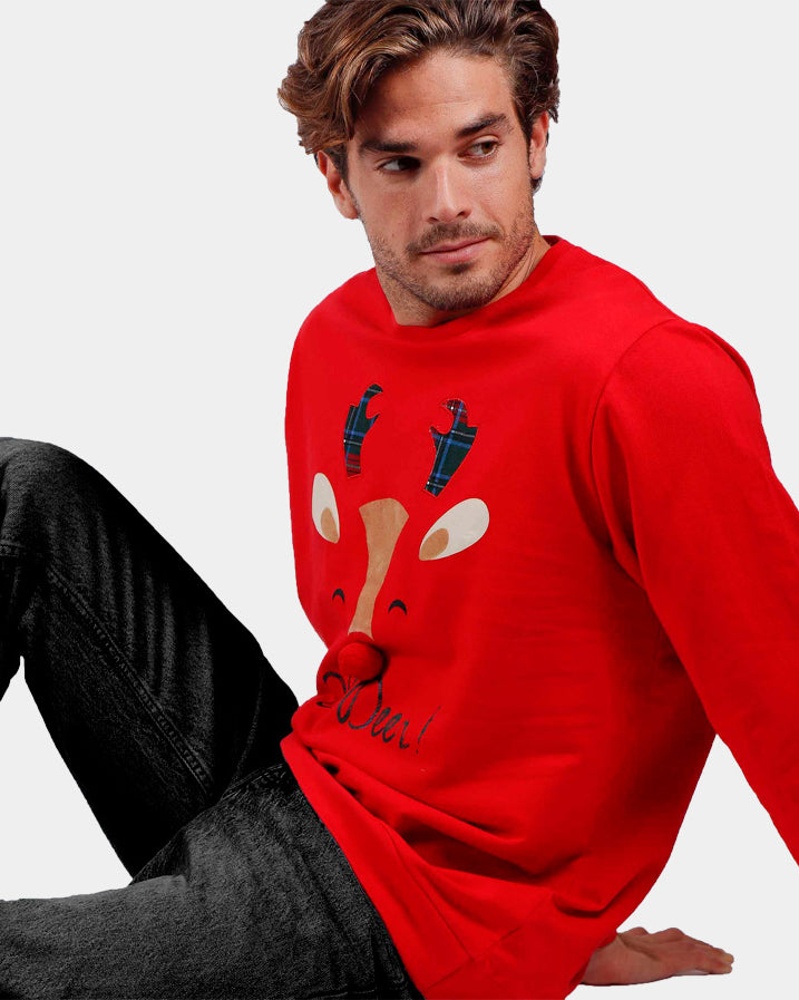 Ugly Christmas Sweatshirt Oh Deer Mens