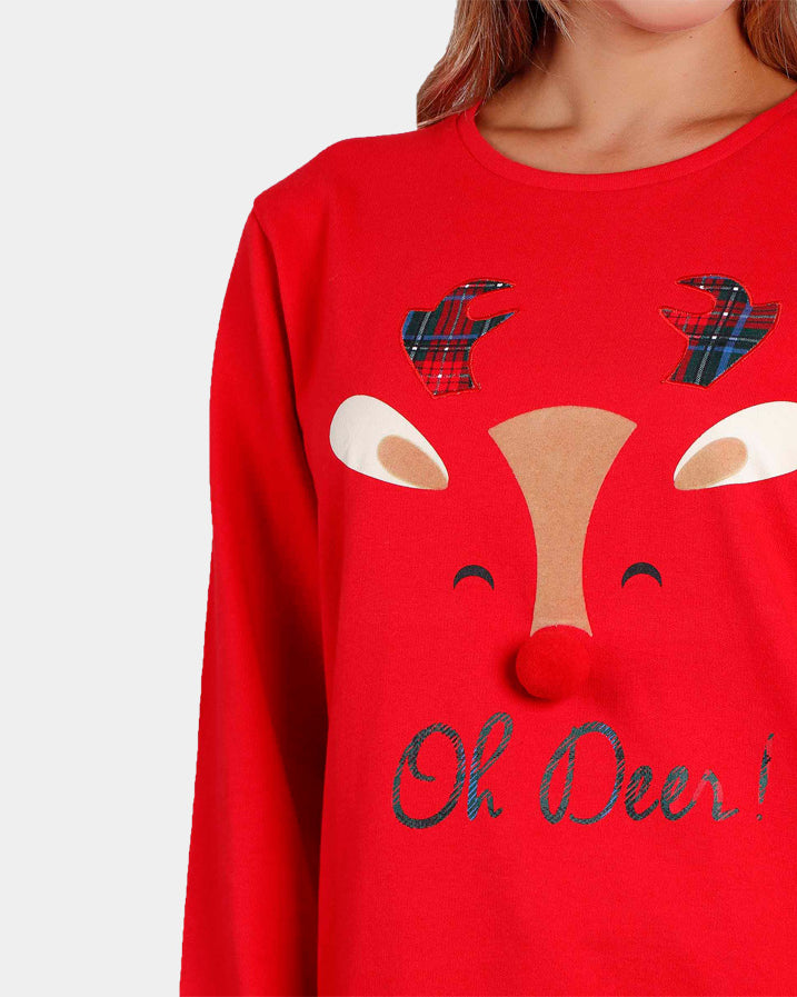 Womens Ugly Christmas Sweatshirt Oh Deer! Detail