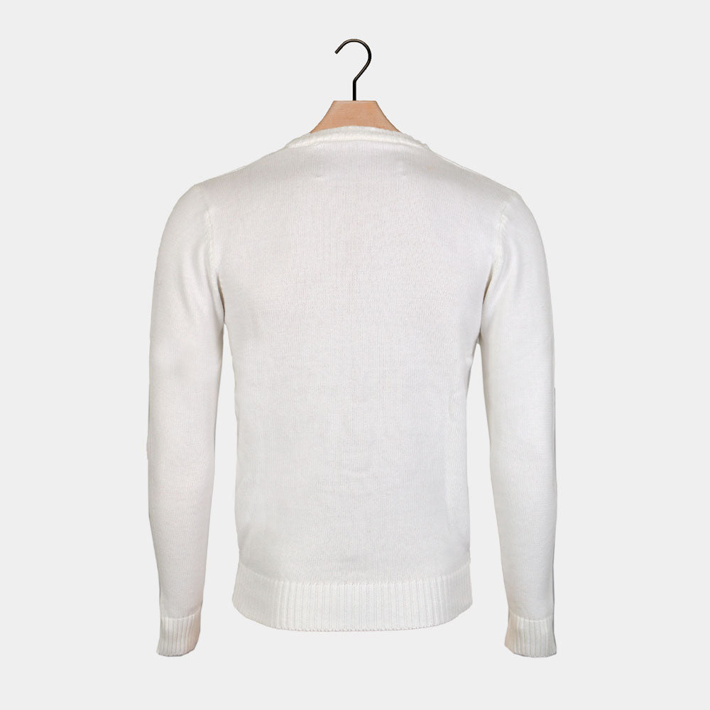 White 3D Boys and Girls Ugly Christmas Sweater with Hairy Reindeer back
