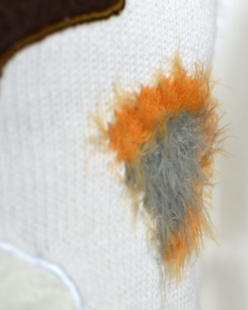 White 3D Ugly Christmas Sweater with Hairy Reindeer detail 1