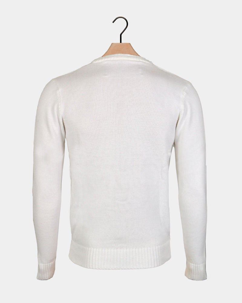 White 3D Ugly Christmas Sweater with Hairy Reindeer back