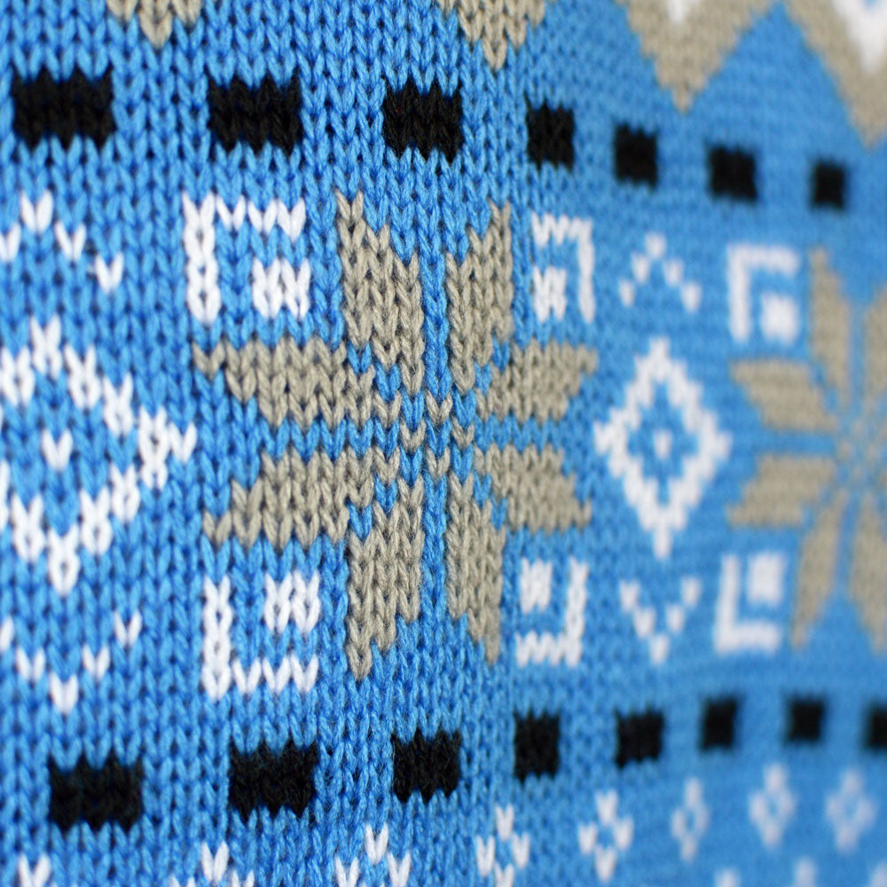 Classy White, Grey and Blue Ugly Christmas Sweater with Reindeers detail