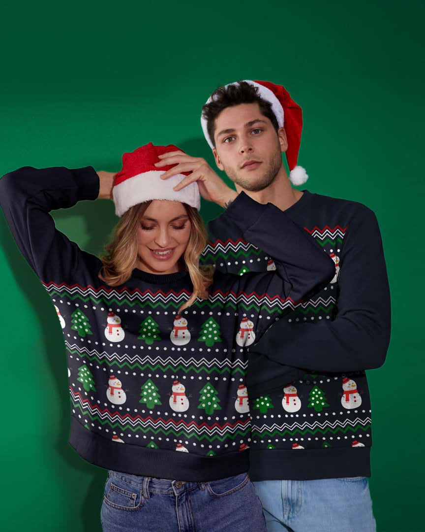 Womens Ugly Christmas Sweatshirt Snow Tree Mens